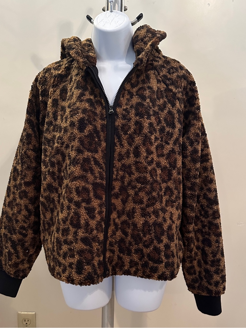 Lou & Grey Brown Leopard Teddy Zip-Up Jacket